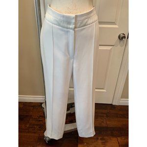 Isoude White Crepe Tapered Leg Waist Pants, Size 6